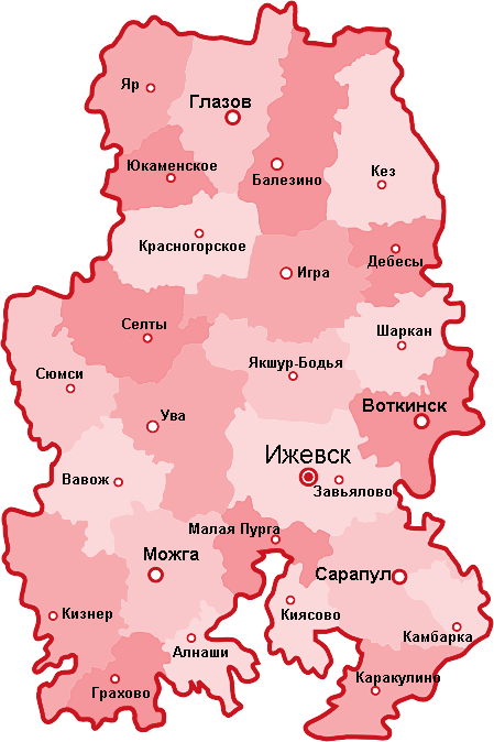 Карта районов Удмуртии